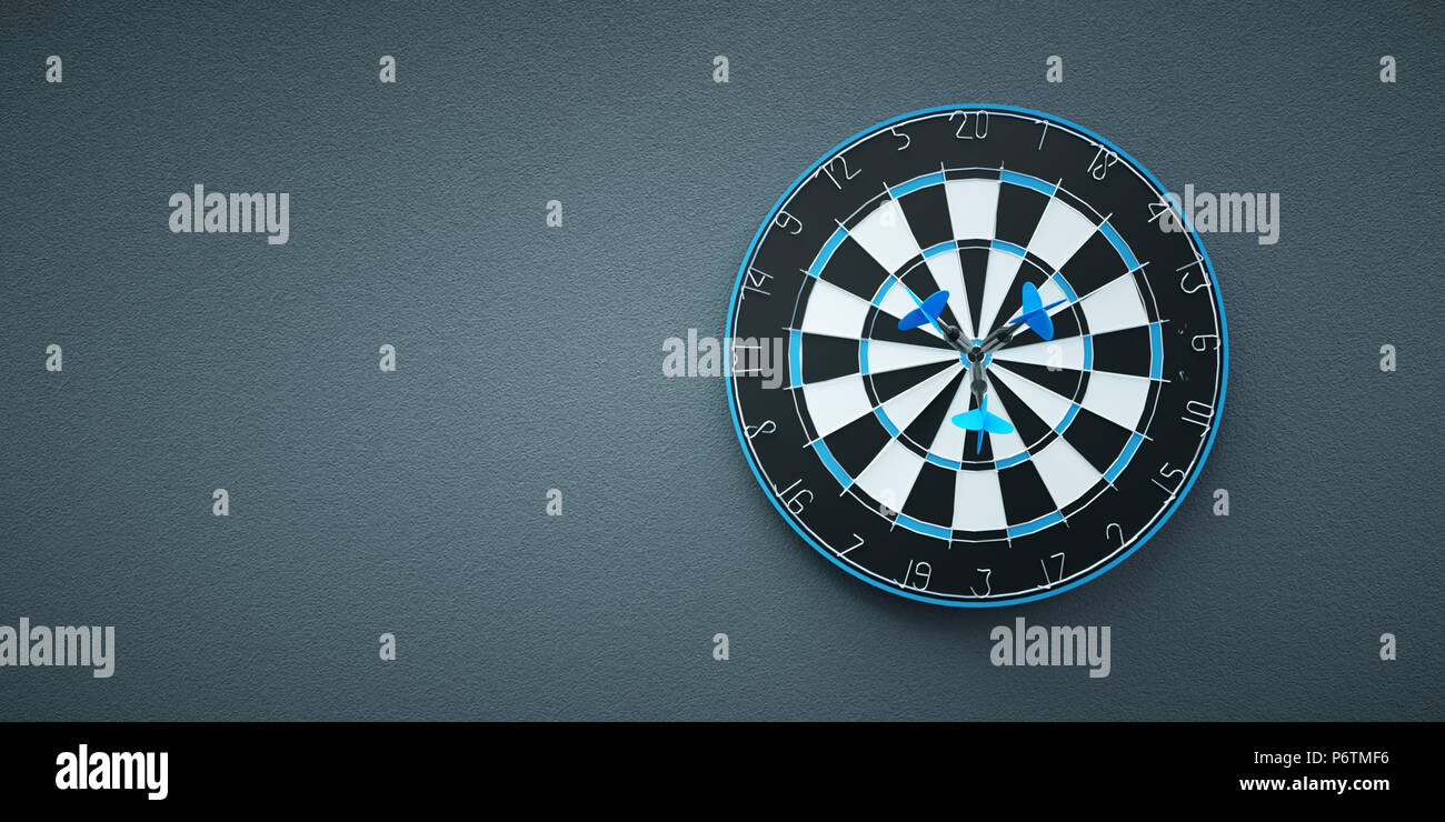 Arrows on target dart on grey background Stock Photo