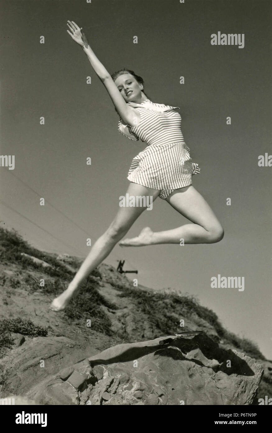 Unidentified Model Actress Starlet Of The S Jumping Stock Photo Alamy