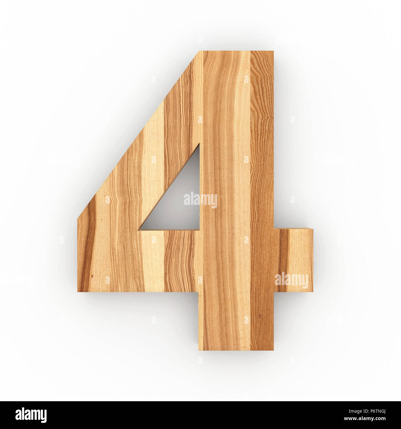 Number Four 4 Wooden Blocks Font Stock Photo, Picture and Royalty