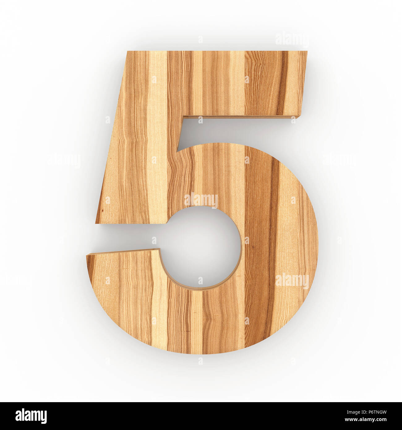 Wooden number 5 isolated on white background Stock Photo - Alamy