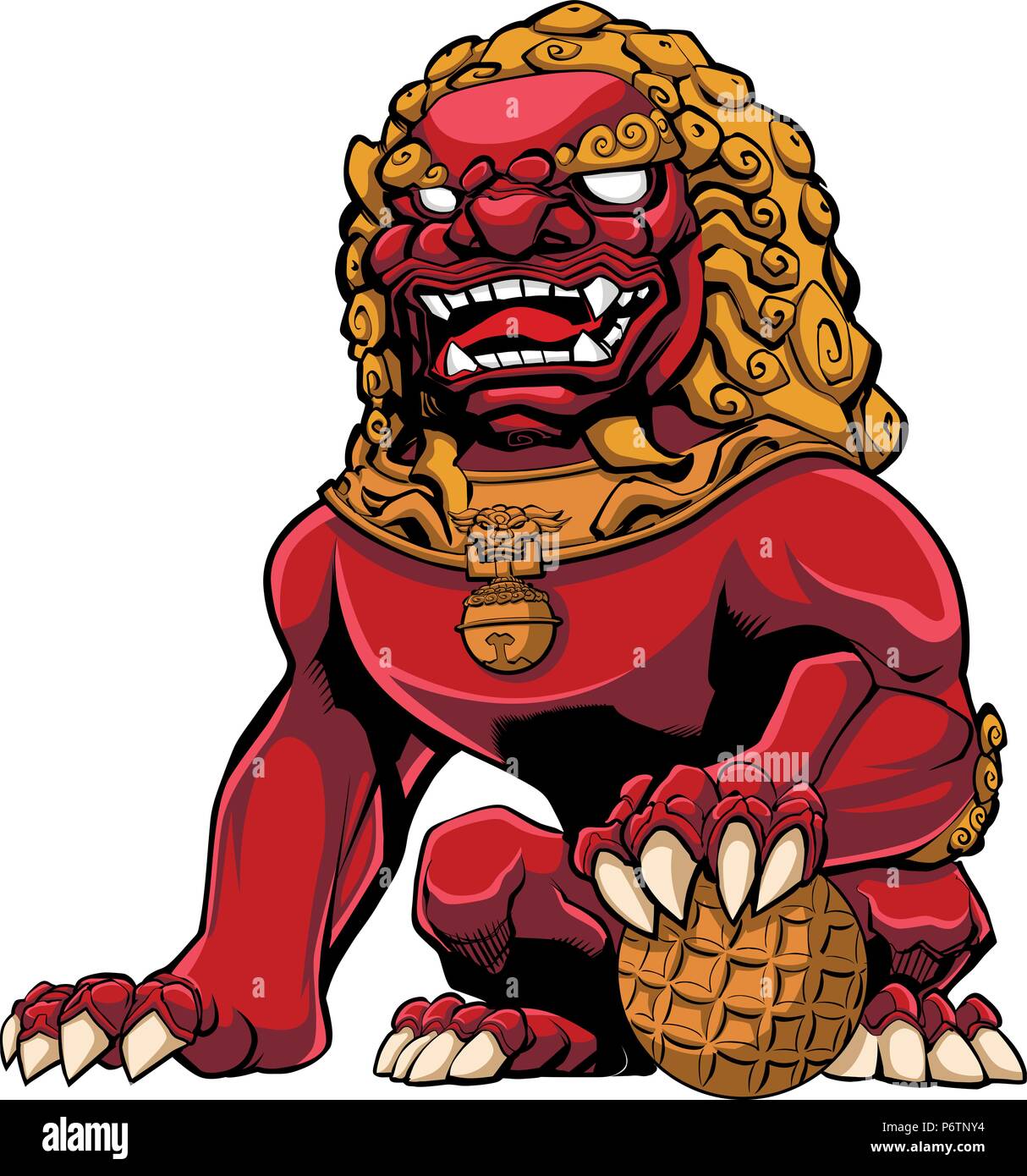 Chinese Lion Red Stock Vector