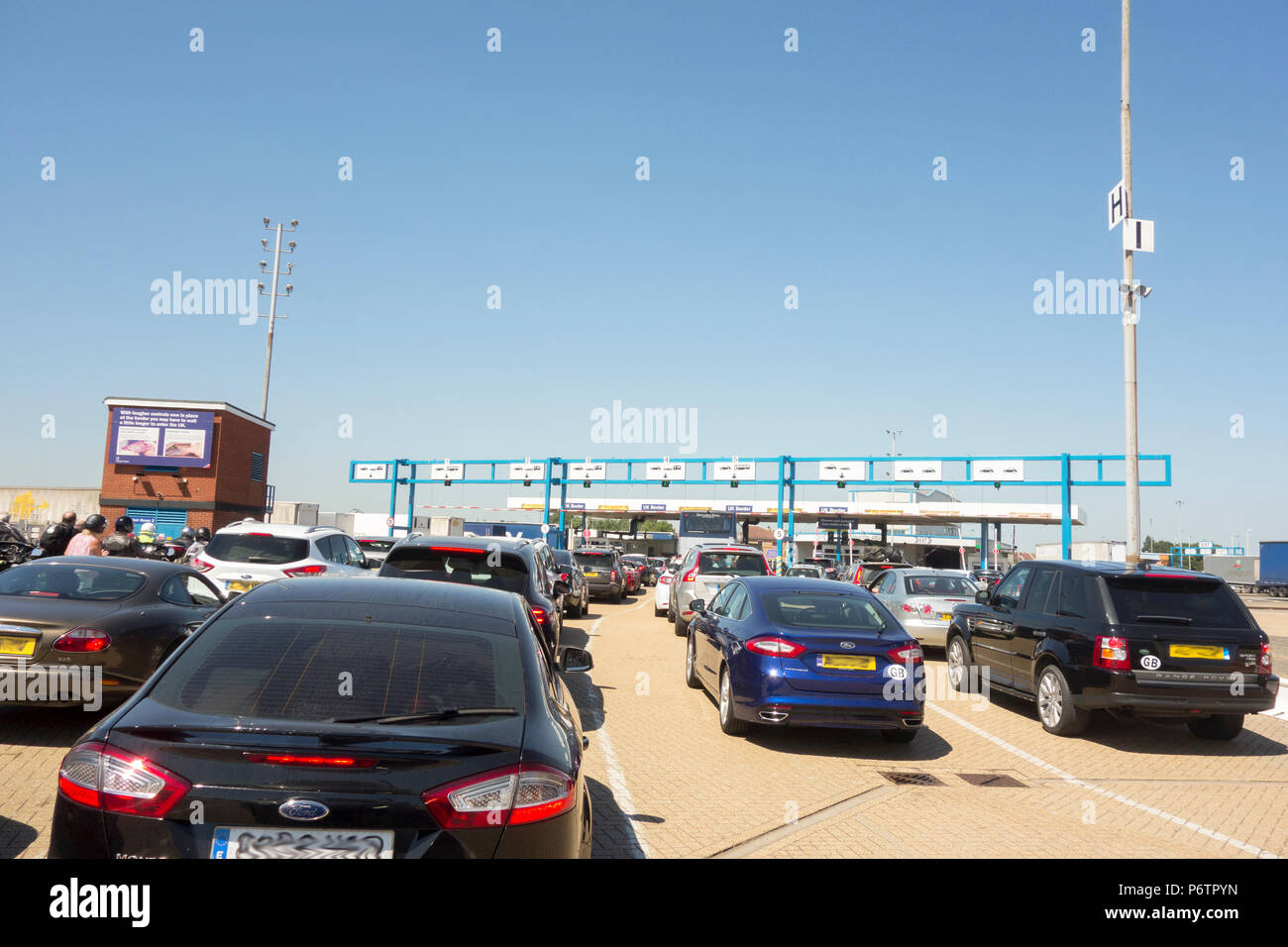 English / British border control at Portsmouth ferry port  / terminal UK Stock Photo
