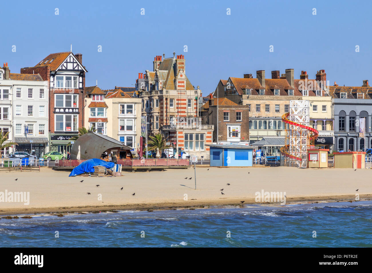 weymouth seaside town white soft sandy beach weymouth bay, dorset