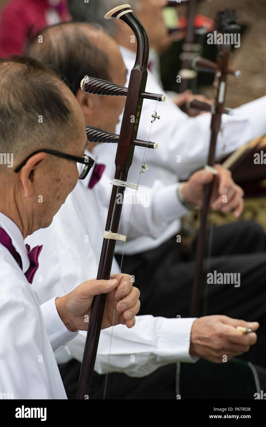 Man playing a Chinese musical instrument called an erhu at the Canada Day  celebration in Calgary's Chinatown Stock Photo - Alamy