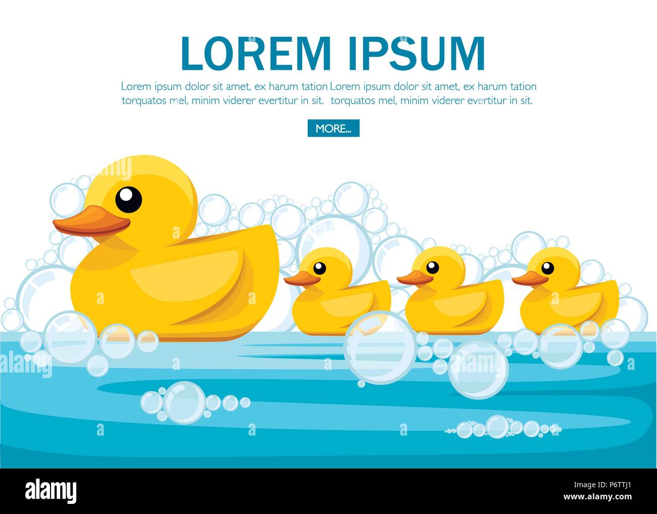 Yellow Rubber Duck Cartoon Cute Ducky For Bath Flat Vector Illustration On White Background Concept Design For Website Or Advertising Stock Vector Image Art Alamy