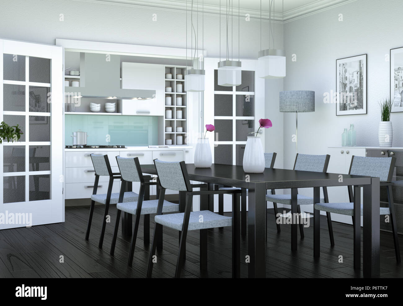 Dining room interior design in modern appartment Stock Photo - Alamy