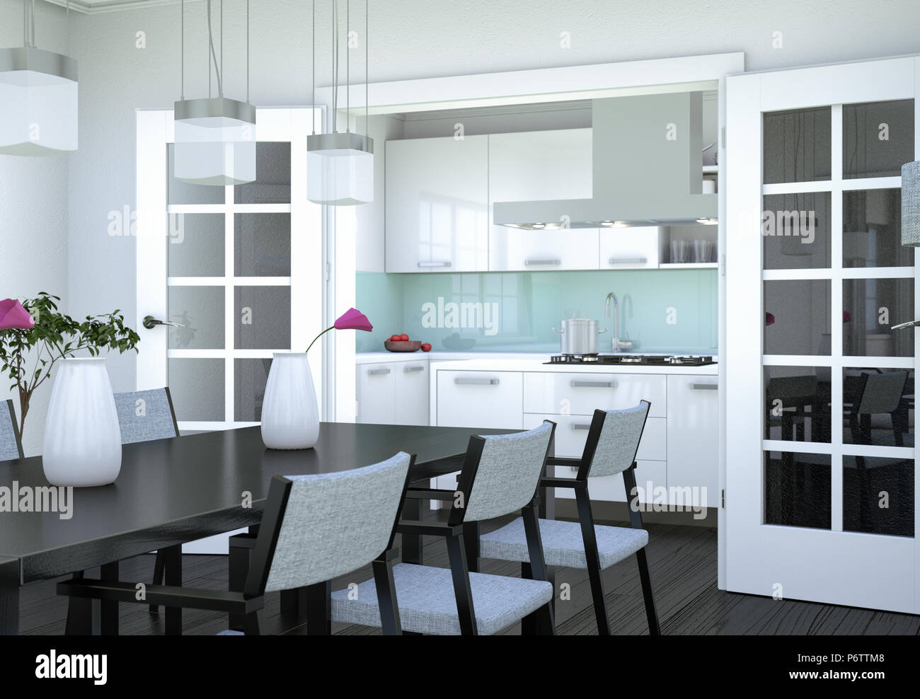 Dining room interior design in modern appartment Stock Photo - Alamy