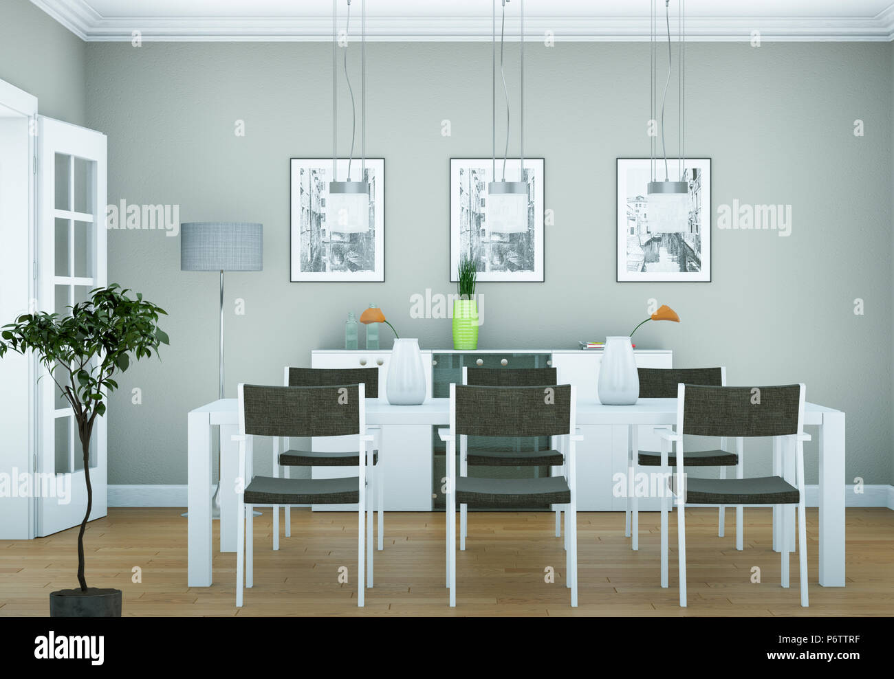 Dining room interior design in modern appartment Stock Photo - Alamy