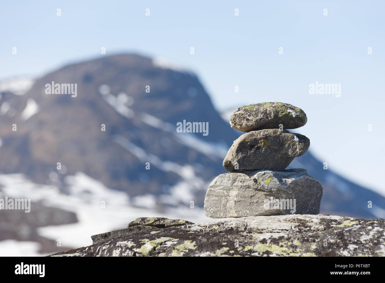 Balanced rocks in the mountains between Hemsedal and Laerdal, Norway Stock Photo
