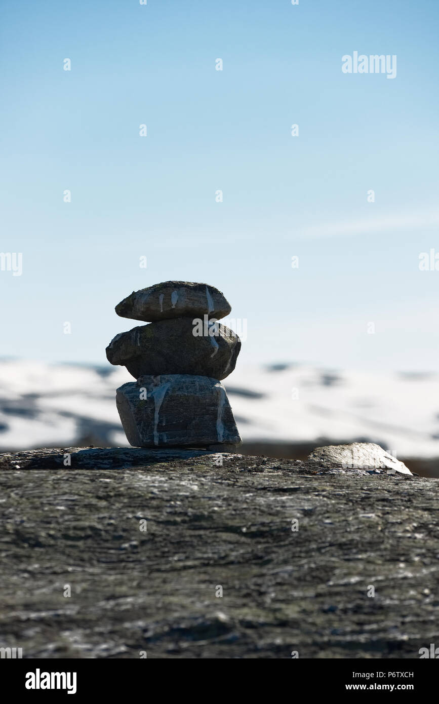 Balanced rocks in the mountains between Hemsedal and Laerdal, Norway Stock Photo
