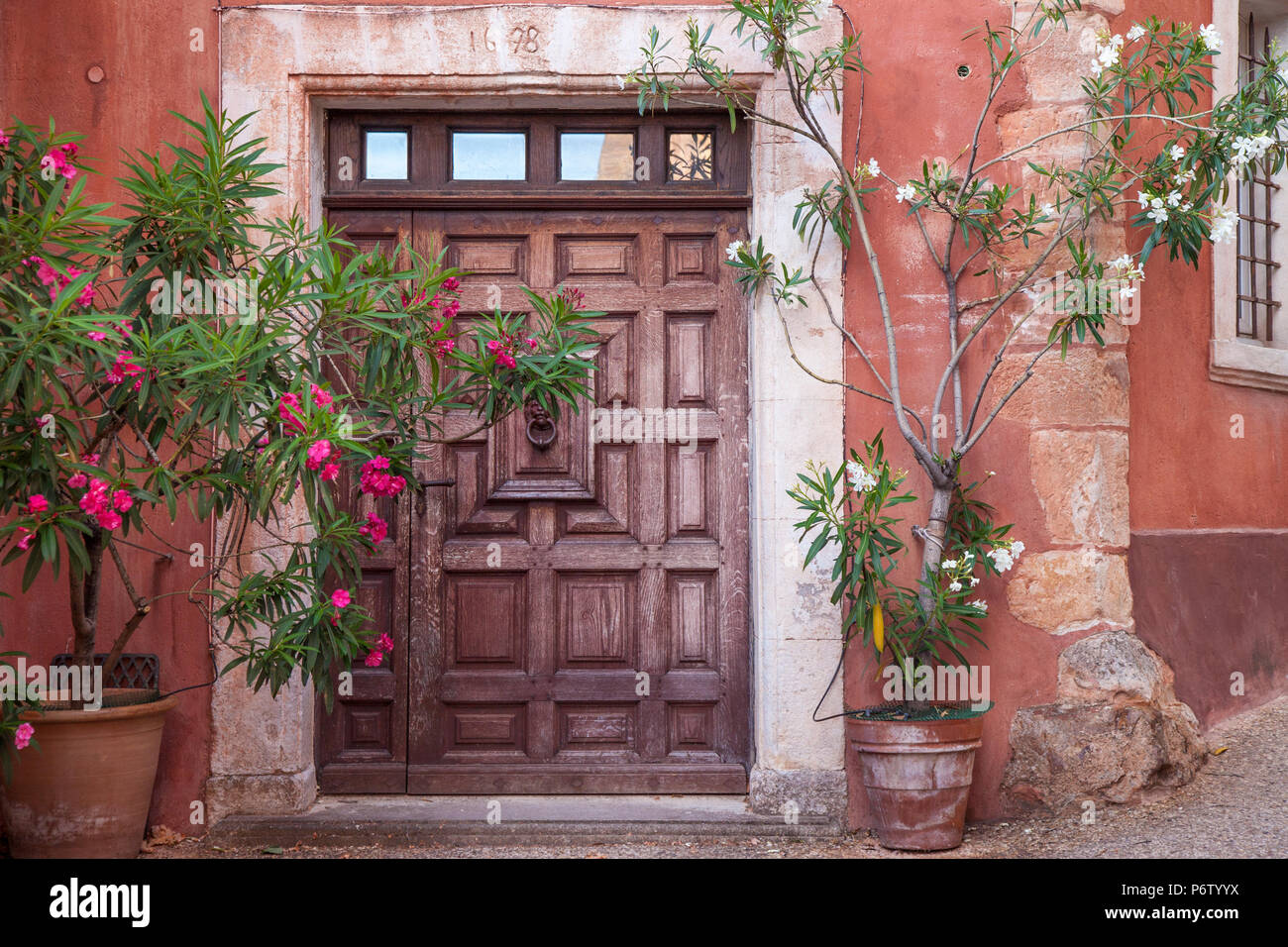 Front door to home in Roussillon, Provence, France Stock Photo