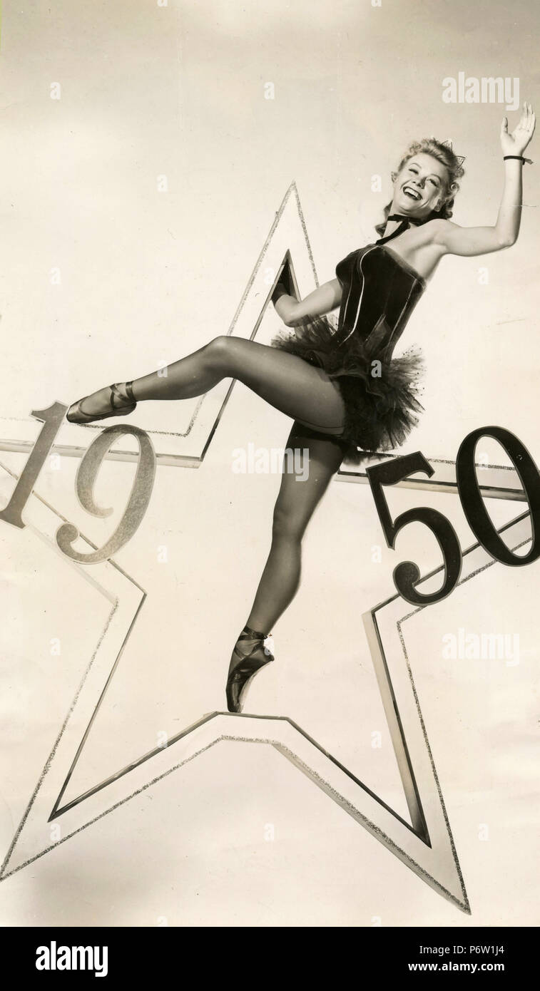 Actress Vera-Ellen welcomes New Year 1950 Stock Photo
