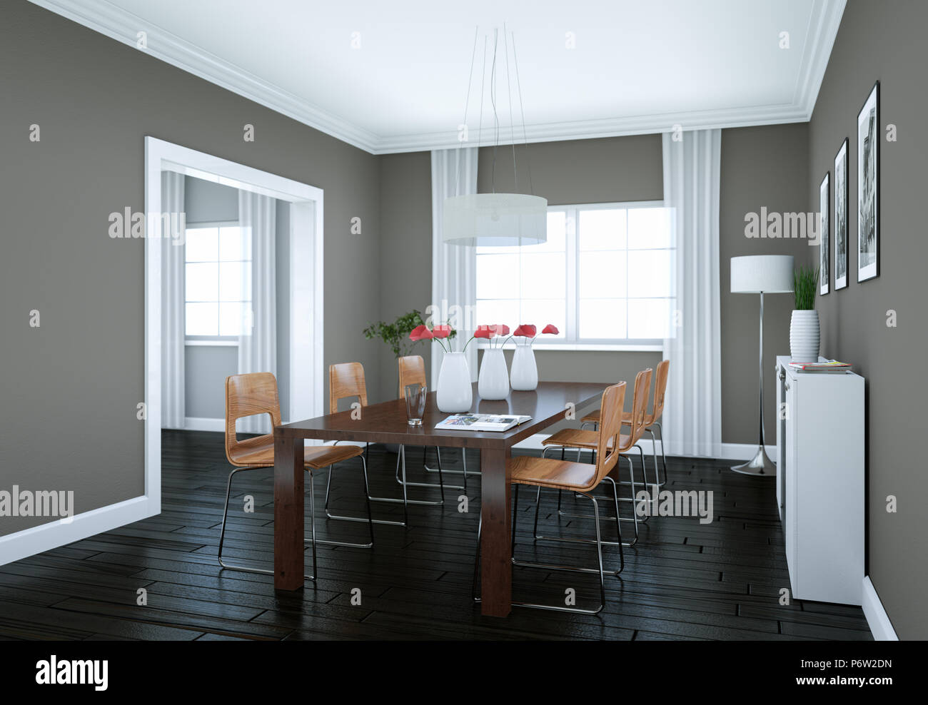 Dining room interior design in modern appartment Stock Photo - Alamy