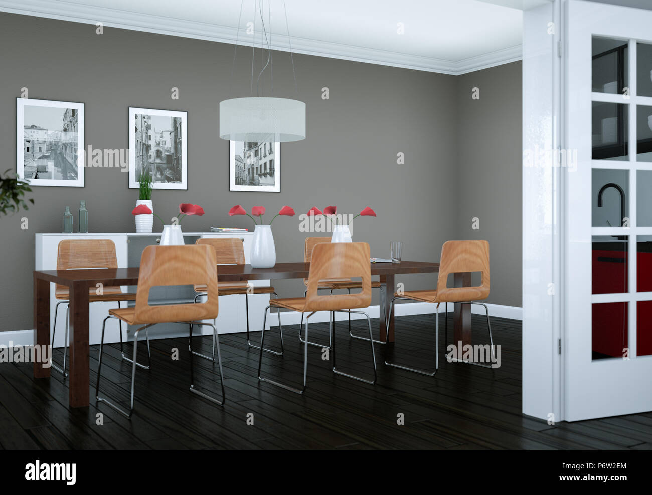 Dining room interior design in modern appartment Stock Photo - Alamy