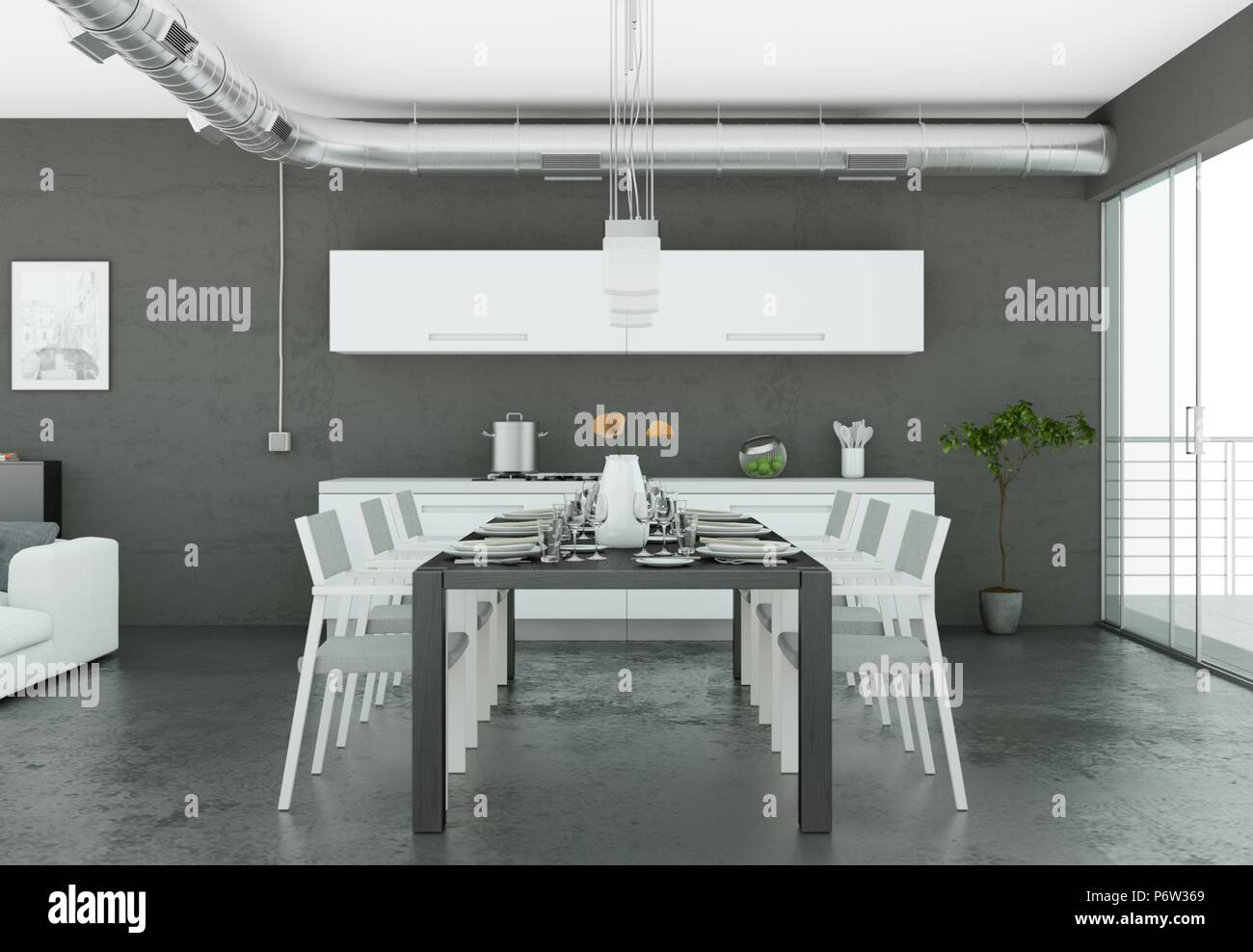 Dining room interior design in modern appartment Stock Photo - Alamy