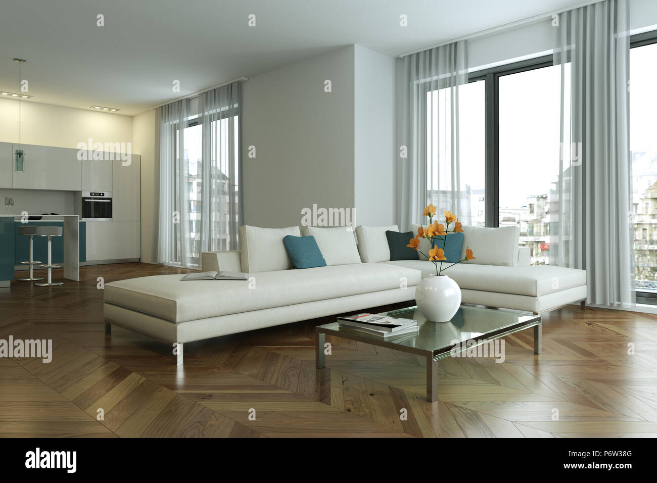 modern living room interior design with concrete wall Stock Photo Alamy