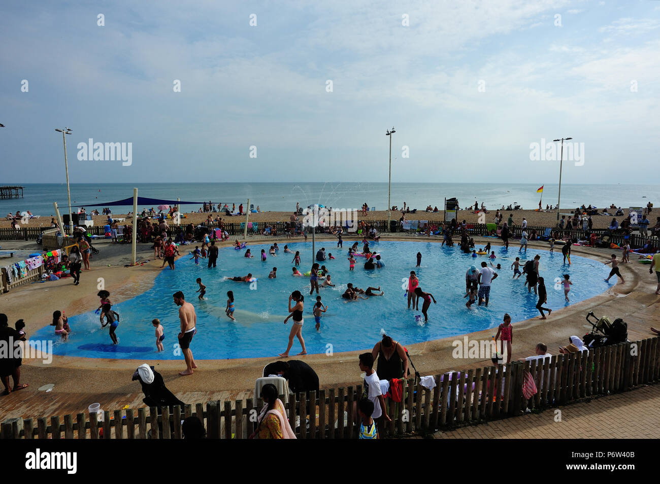 Childrens Paddling Pool on Brighton Seafront, English Seaside Town