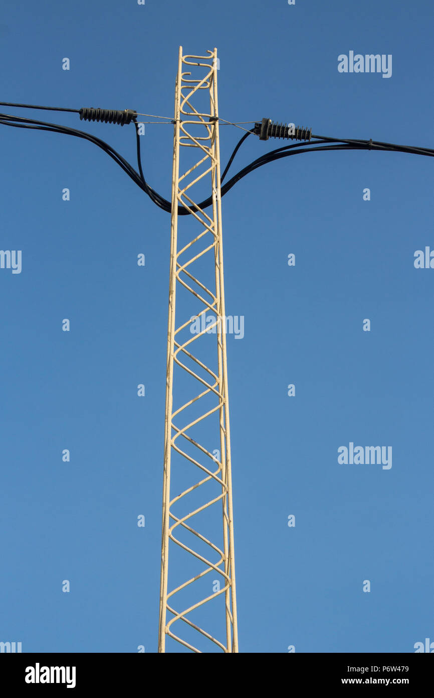 A pylon for electrical cables in Tunis, Tunisia Stock Photo