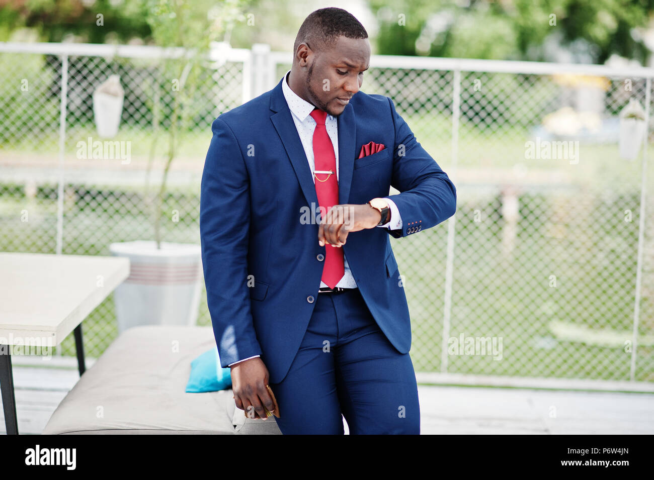 African american happy successful man at suit. Rich black business