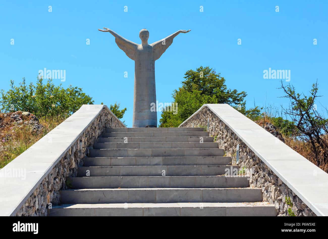 MARATEA, ITALY JUNE 20, 2017 Stairs to the statue of Christ the