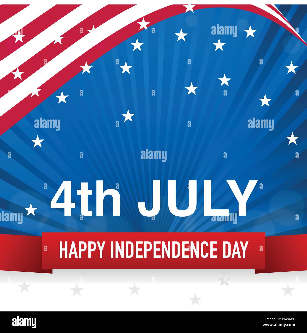 4th July, Happy Independence Day Banner, on Flag of United state of America, fourth of july independence day of the usa - Vector Illustration. Stock Vector