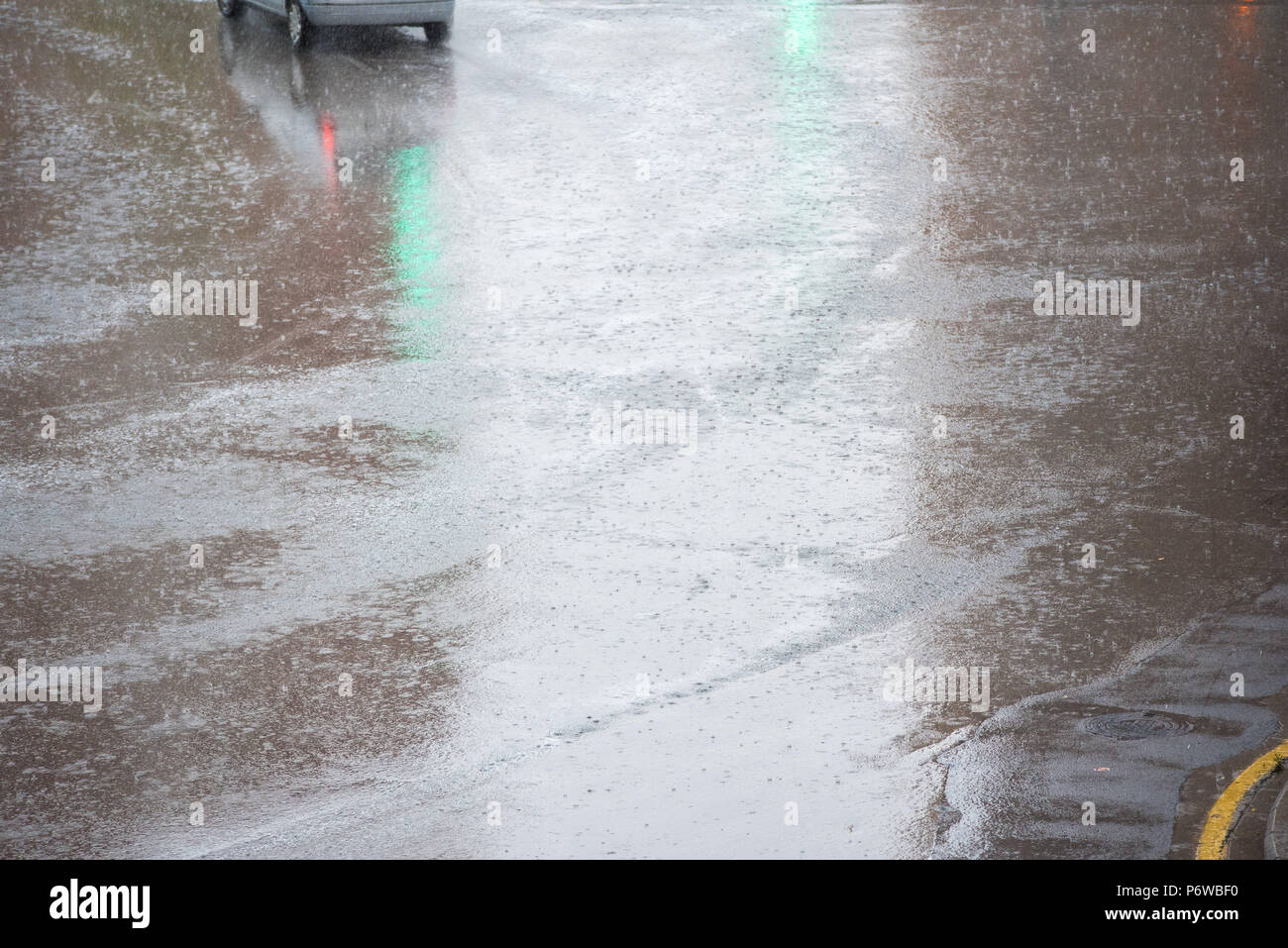 Heavy rain on the road with cars with problems driving Stock Photo - Alamy