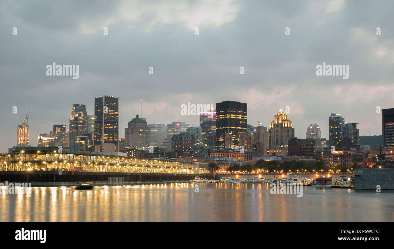 Night City View of the old port of Montreal, Montreal, Quebec, Canada ...