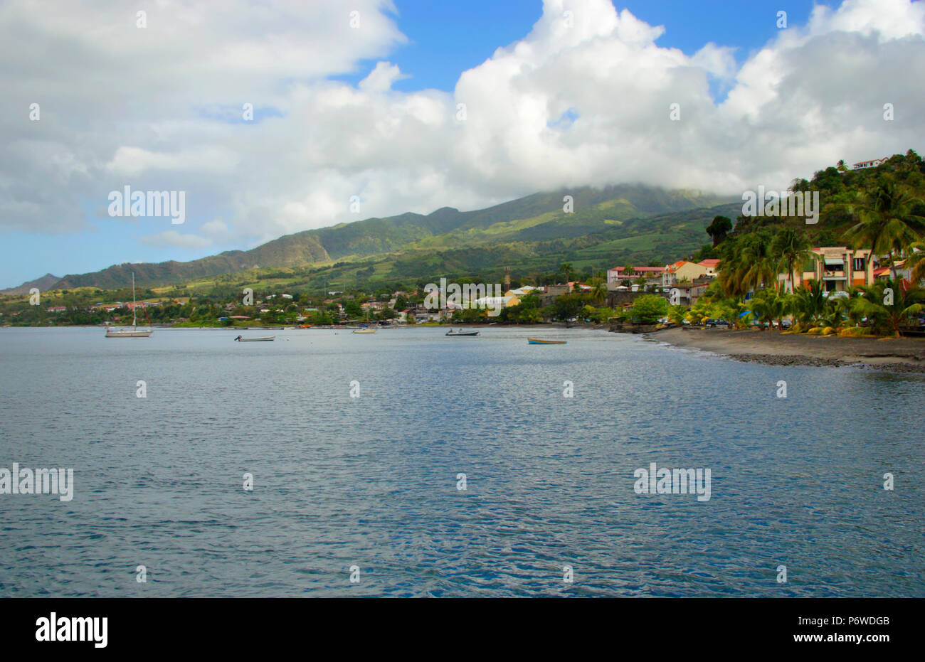 St. Pierre at Martinique. The tip of the infamous volcano, Mt. Pelee is