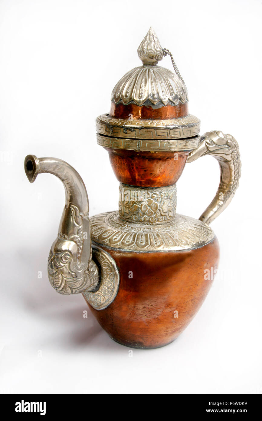 An ornamental Tibetan Copper and Silver Teapot Stock Photo Alamy