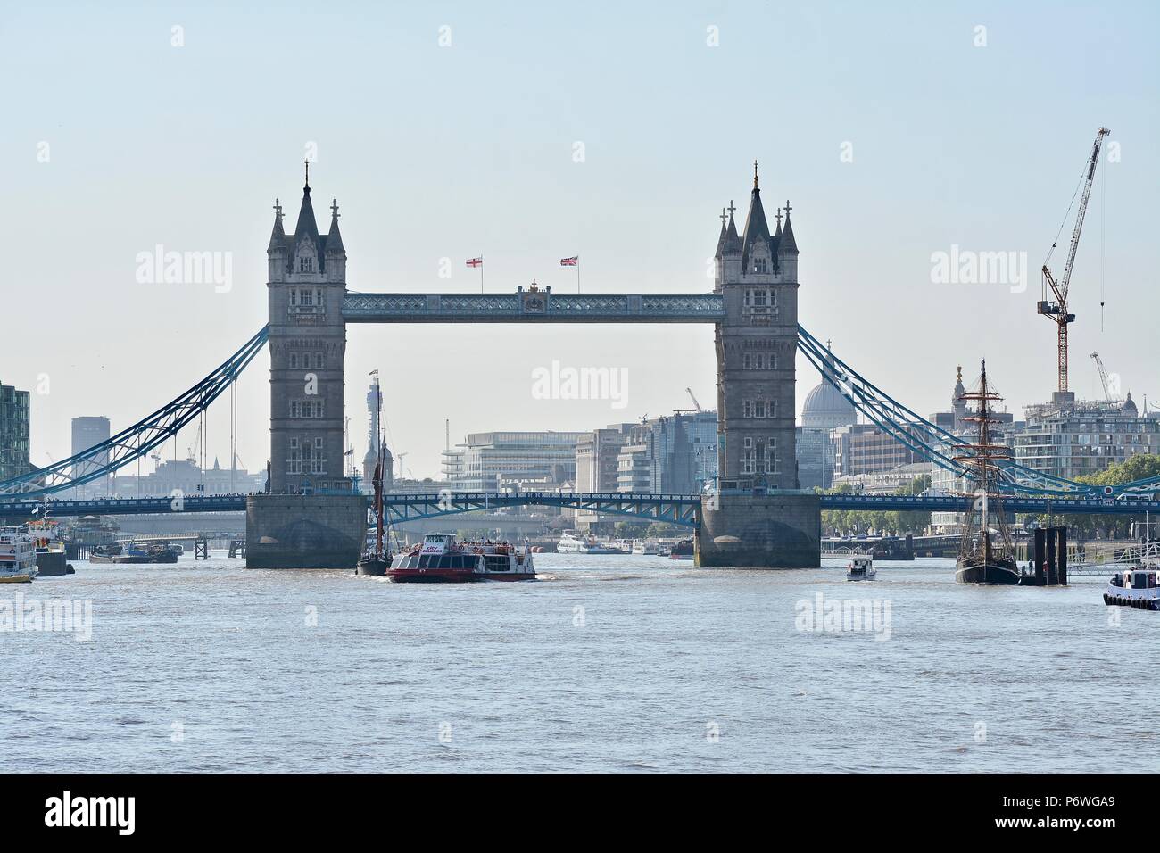 Tower Bridge spanning the River Thames, London, United Kingdom Stock ...