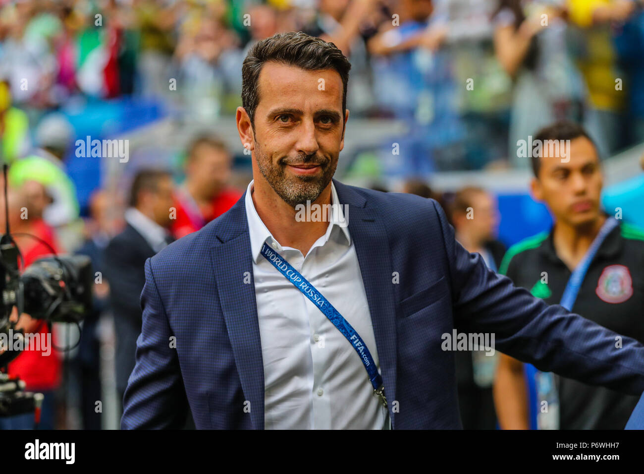 Samara, Russia. 2nd July, 2018. Edu Gaspar of Brazil during match against Mexico game valid for the eighth round of finals of the 2014 FIFA World Cup Russia at the Samara Arena in the city of Samara in Russia this Monday, 02. Photo William Volcov Credit: Brazil Photo Press/Alamy Live News Stock Photo