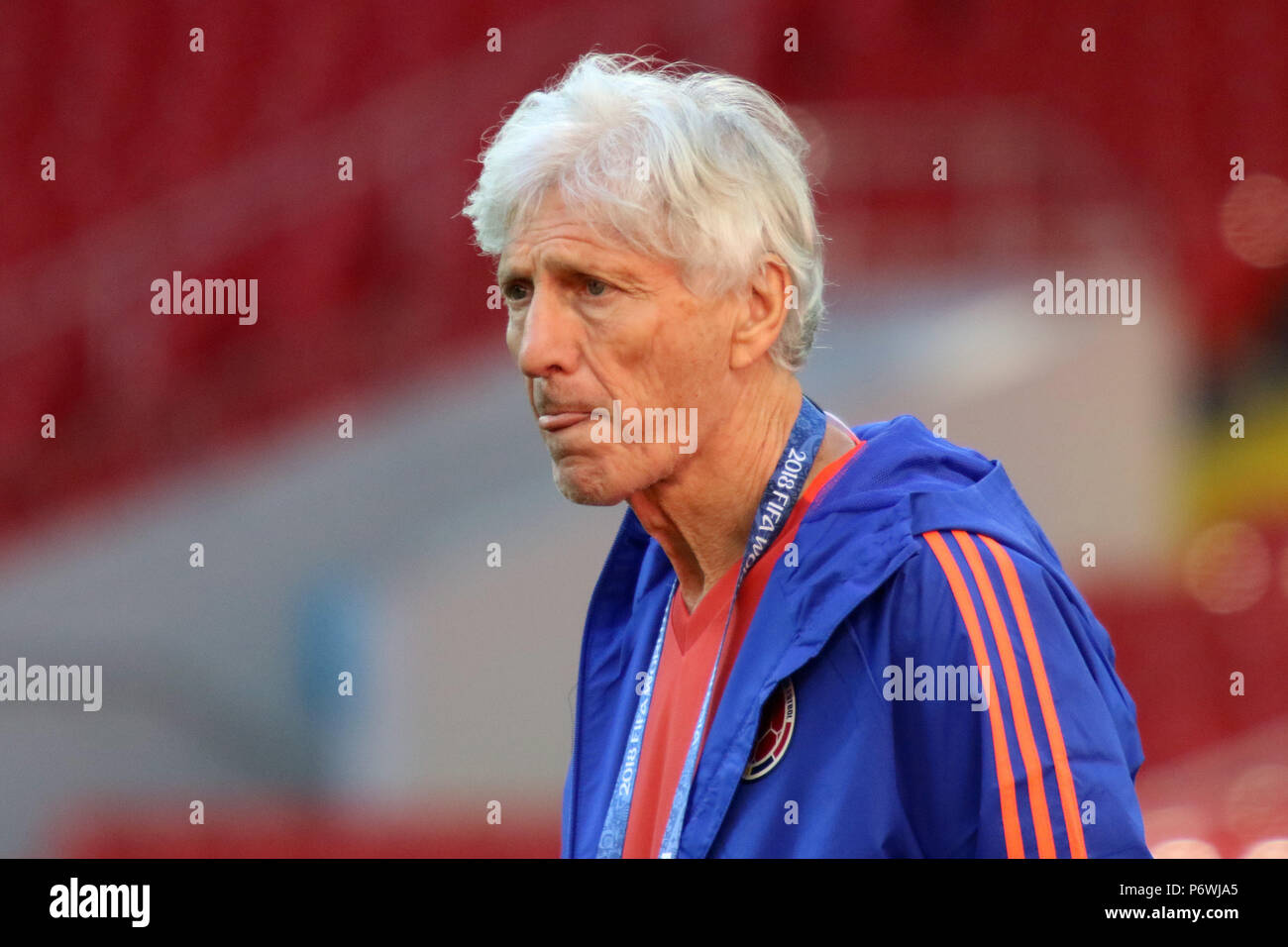 Spartak Stadium, Moscow, Russia. 2nd July, 2018. FIFA World Cup Football, Columbia Press Conference and Training; Jose Pekerman, Coach of Columbia Credit: Action Plus Sports/Alamy Live News Stock Photo
