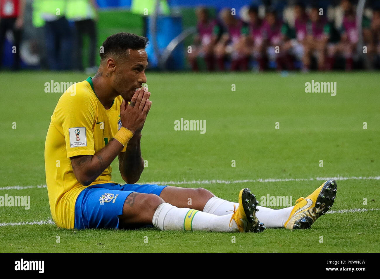 Brazil. 03rd July, 2018. ESP Samara (Russia) 02/07/2018 - Copa do Mundo da  Russia 2018 - Brasil x Mexico no estadio Samara Arena. Foto Alexandre  Cassiano/Agencia O Globo. @cassianocopa Photo via Credit