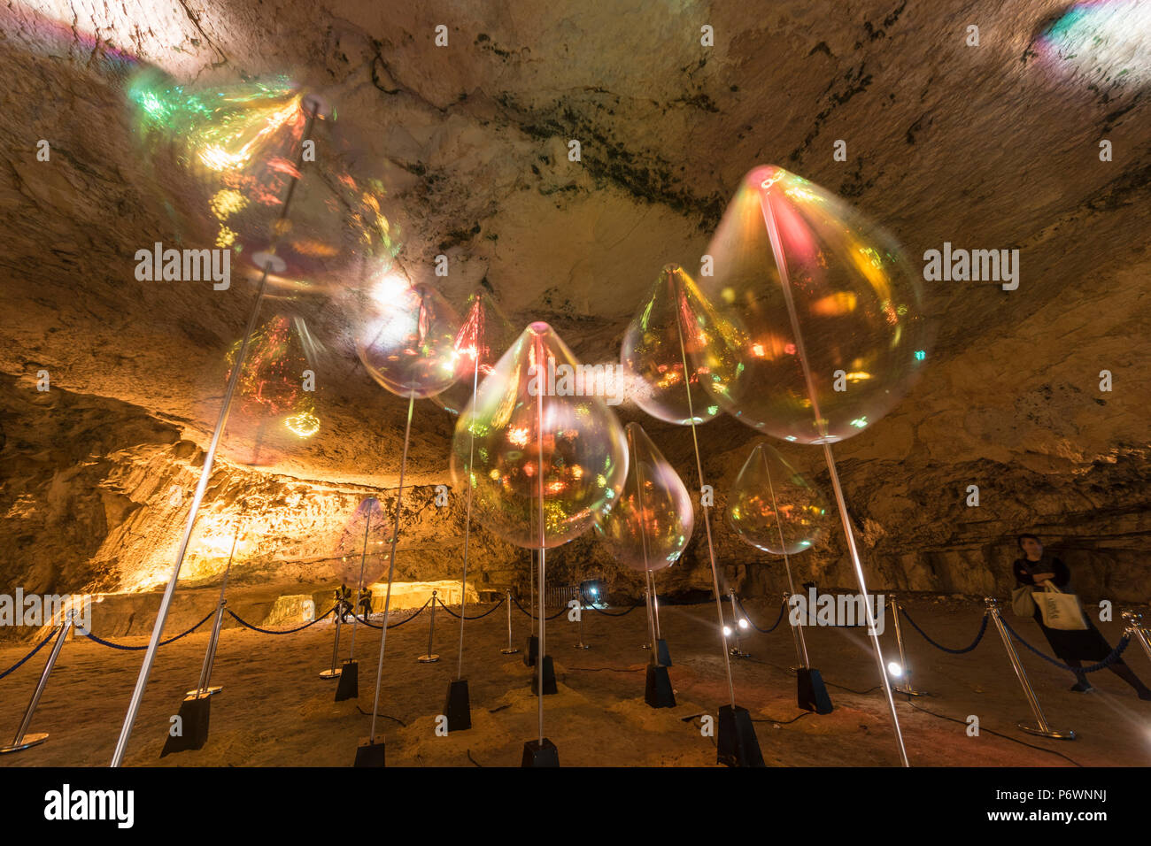 Jerusalem, Israel. 2nd July, 2018. Studio Martens & Visser 'Holons' light show at Jerusalem's Zedekia's cave during the 2018 Festival of lights. This is the 10th anniversary of the festival, festival, israel, jerusalem, Jerusalem. The Festival of Lights in the Old city, jewish, which draws hundreds of thousands of visitors to the old city of Jerusalem, which is lit by many light sculptures and shows Credit: Yagil Henkin/Alamy Live News Stock Photo