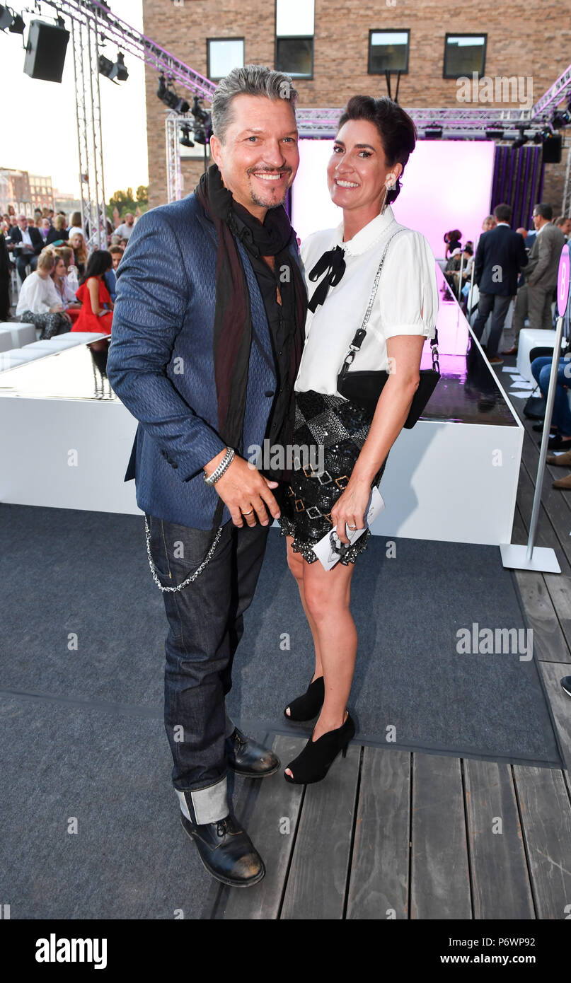 Berlin, Deutschland. 02nd July, 2018. 02.07.2018, Berlin: Hardy Kruger jr.  and his wife Alice Rossler attend the Lascana Fashion Show at the nhow  Hotel. During the Fashion Week Berlin with the collections