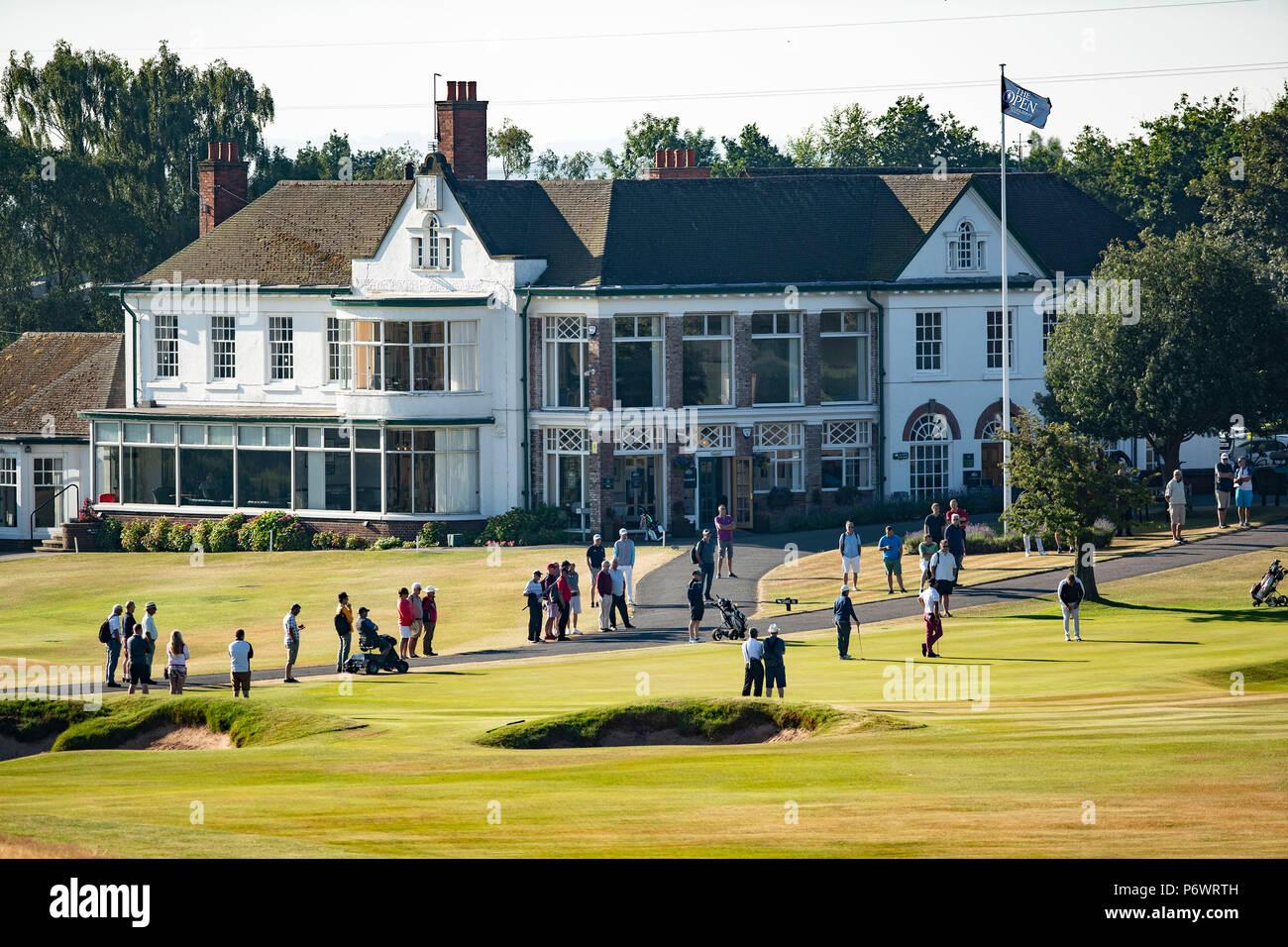 The Notts Golf Club, Nottinghamshire, UK. 3rd July 2018, The Open Qualifier, The Notts Golf Club, Early morning, Club house as the crowds begin to arrive Credit: David Kissman/Alamy Live News Stock Photo