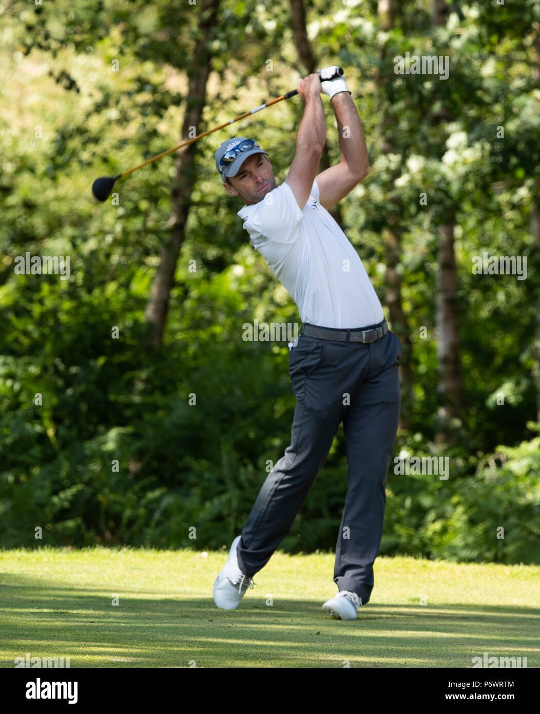 The Notts Golf Club, Nottinghamshire, UK. 3rd July 2018, The Open Qualifier, The Notts Golf Club, Oliver Wilson driving at the 8th Credit: David Kissman/Alamy Live News Stock Photo