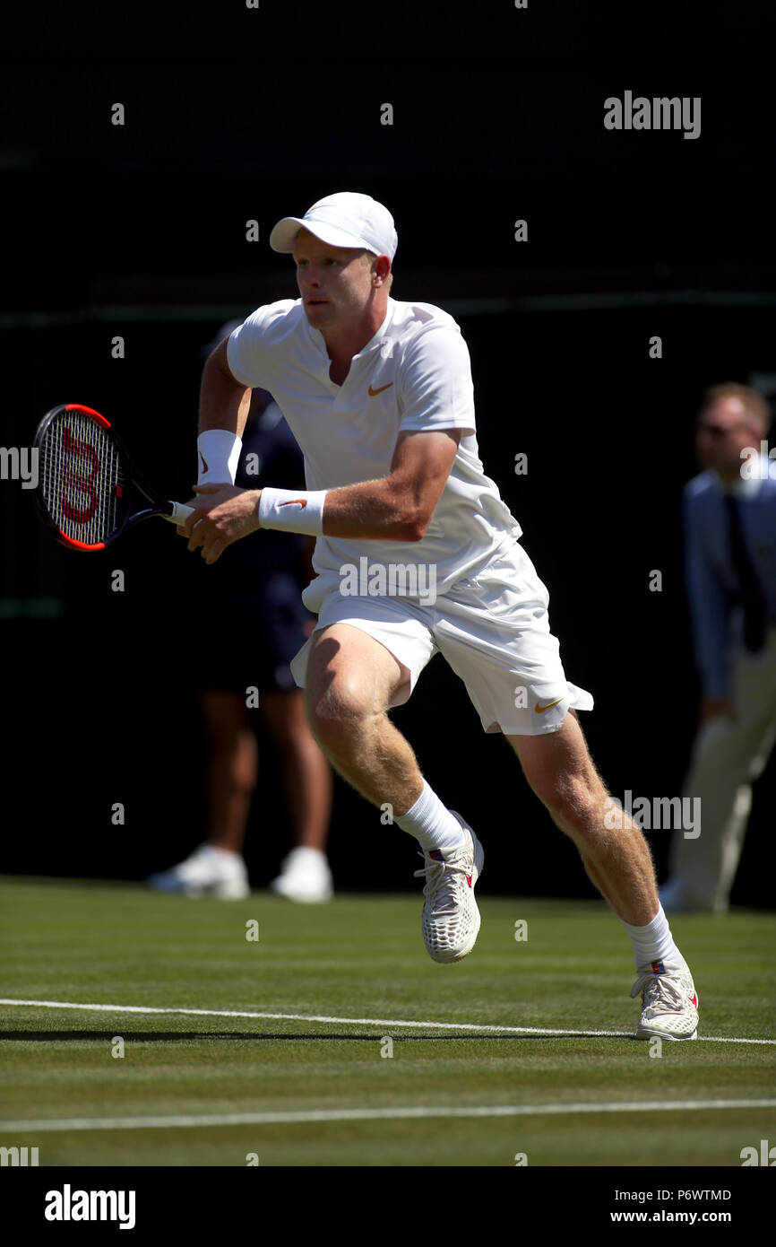 London, England - July 3rd, 2018.  Great Brtiain's Kyle Edmund in action during his first round match against Australia's Alex Bolt. Credit: Adam Stoltman/Alamy Live News Stock Photo