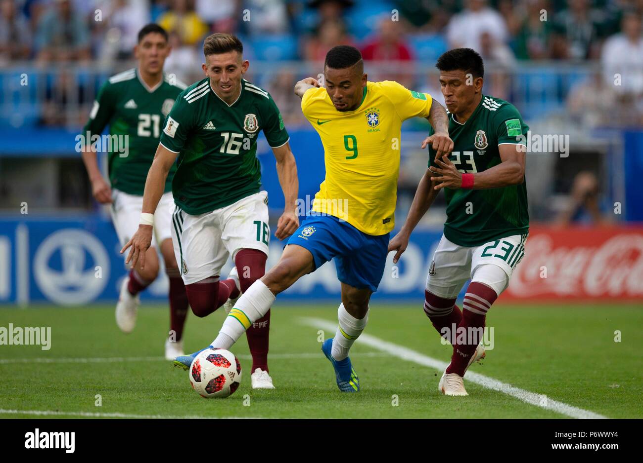 Brazil. 03rd July, 2018. ESP Samara (Russia) 02/07/2018 - Copa do Mundo da  Russia 2018 - Brasil x Mexico no estadio Samara Arena. Foto Alexandre  Cassiano/Agencia O Globo. @cassianocopa Photo via Credit