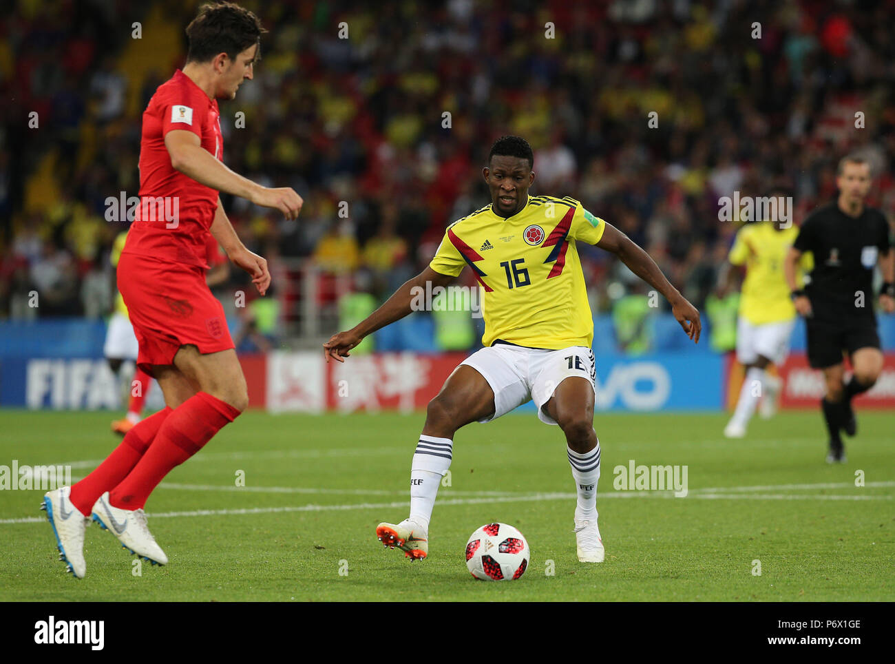 Moscow, Russian. 03rd July, 2018. 03.07.2018. MOSCOW, Russia: PHIL JONES in action during the Round-16 Fifa World Cup Russia 2018 football match between COLOMBIA VS ENGLAND in Spartak Stadium. Credit: Independent Photo Agency/Alamy Live News Stock Photo