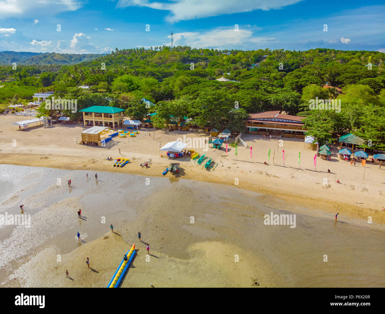 Aerial View Of The Beach Of Laiya Batangas On A Low Tide