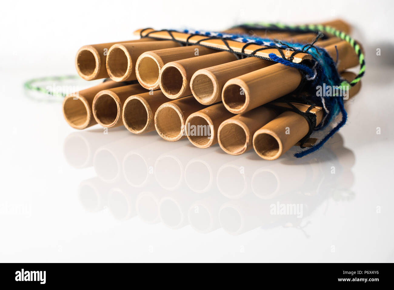 Traditional Pan flute of Mayan and Peruvian on white background Stock