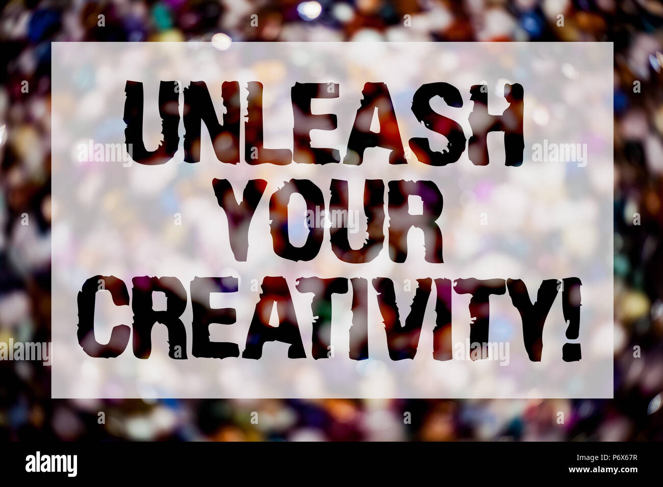 Conceptual hand writing showing Unleash Your Creativity Call. Business photo text Develop Personal Intelligence Wittiness Wisdom Blurry crowd thoughts Stock Photo