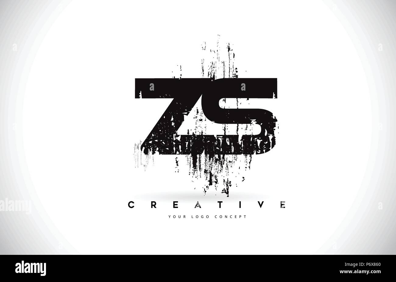 ZS Z S Grunge Brush Letter Logo Design in Black Colors. Creative Brush ...