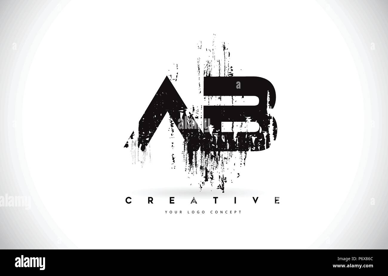 AB A B Grunge Brush Letter Logo Design in Black Colors. Creative Brush ...