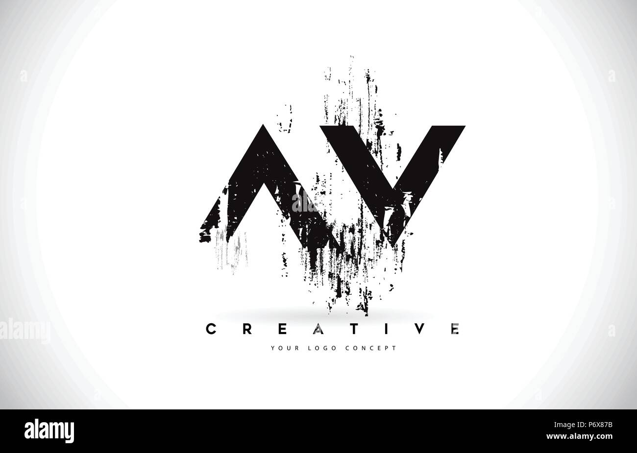 AV A V Grunge Brush Letter Logo Design in Black Colors. Creative Brush ...