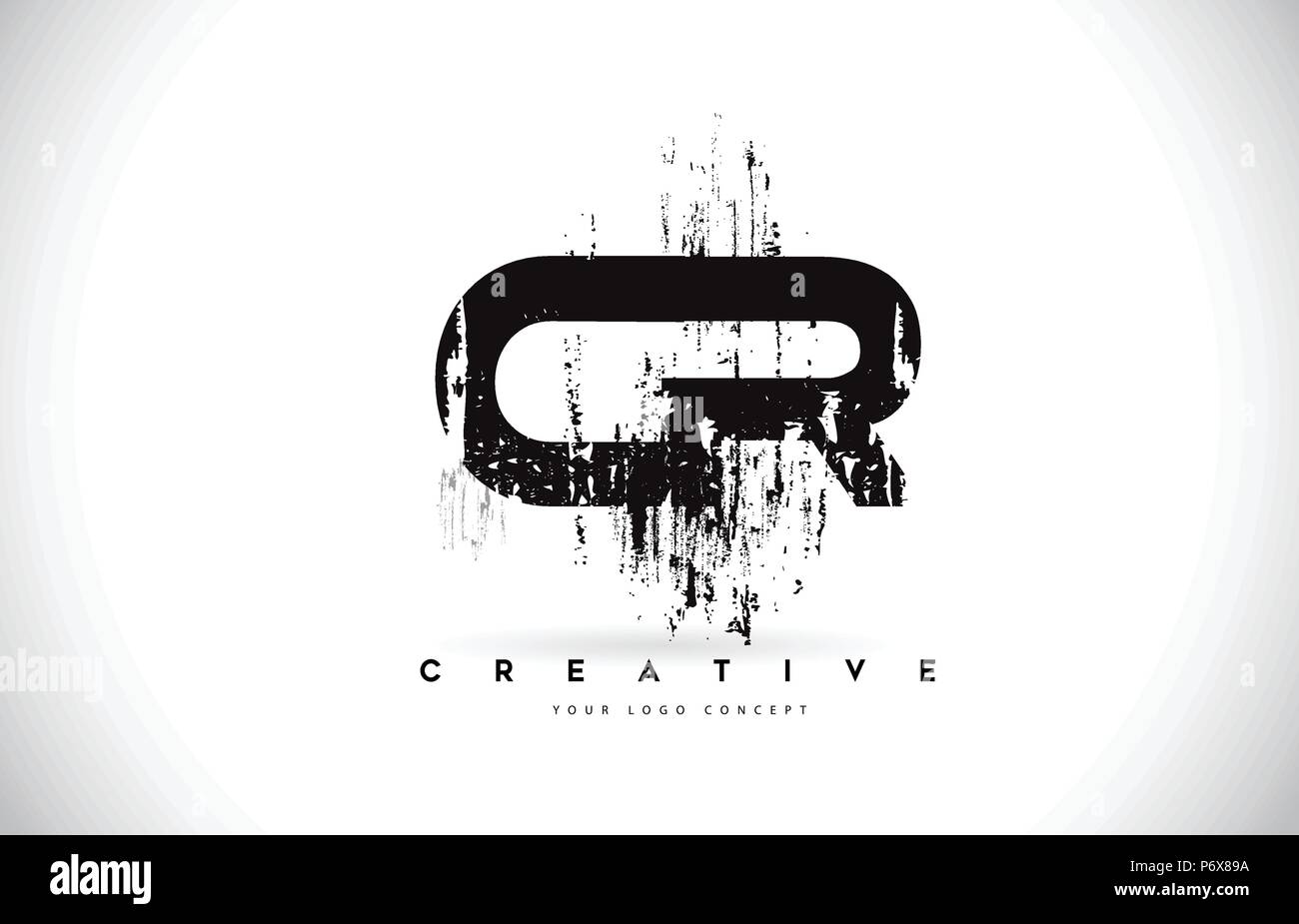 CR C R Grunge Brush Letter Logo Design in Black Colors. Creative Brush ...
