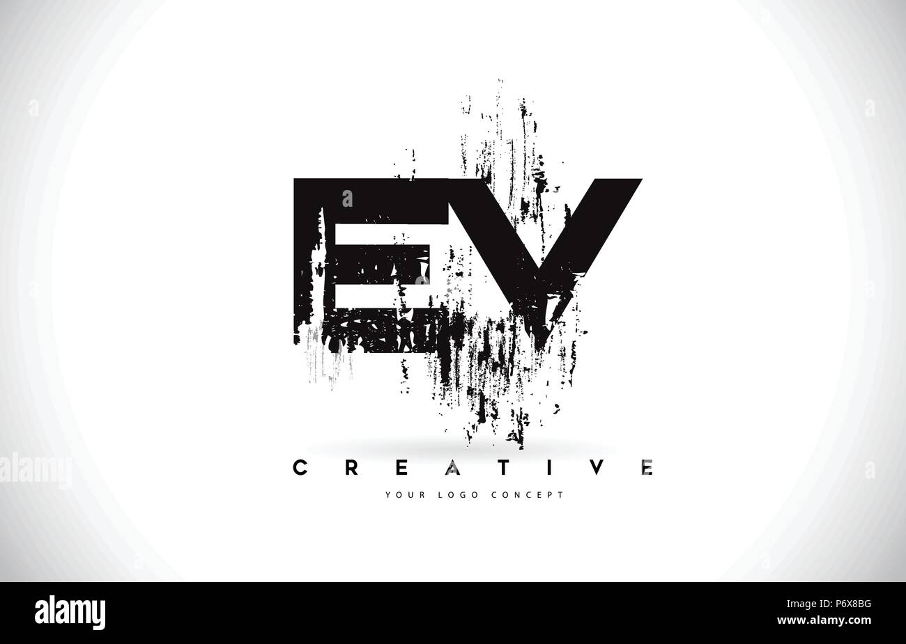EV E V Grunge Brush Letter Logo Design in Black Colors. Creative Brush ...
