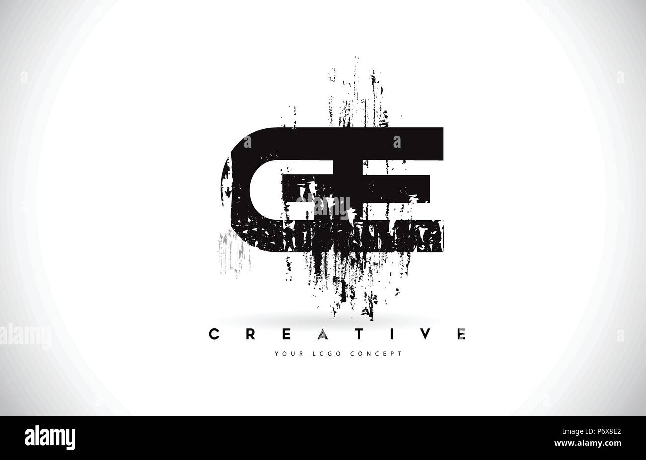 GE G E Grunge Brush Letter Logo Design in Black Colors. Creative Brush ...