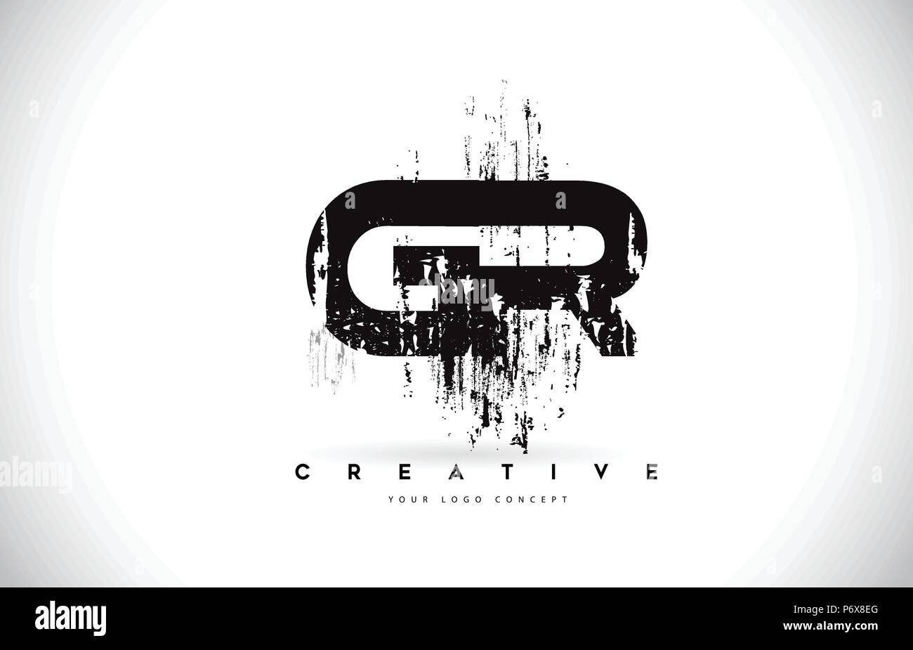 GR G R Grunge Brush Letter Logo Design in Black Colors. Creative Brush ...
